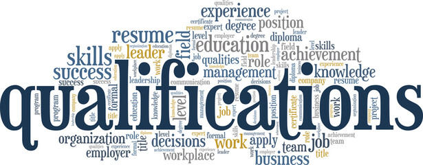 Qualifications vector illustration word cloud isolated on white background.