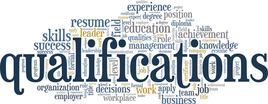 Qualifications vector illustration word cloud isolated on white background.
