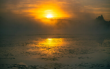 sunset over the river