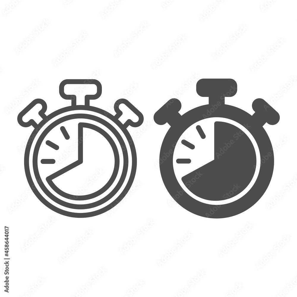 Aufkleber stopwatch with buttons, 40 seconds, timer, chronometer line and solid icon, time concept, clock vect