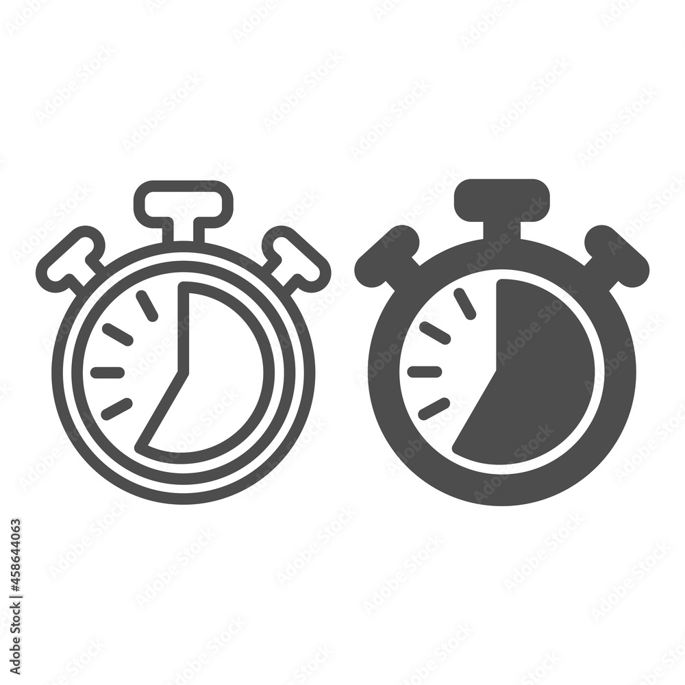 Aufkleber stopwatch with buttons, 35 seconds, timer, chronometer line and solid icon, time concept, clock vect