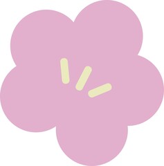 ポップでかわいいピンクの花のイラスト　年賀状　正月　日本