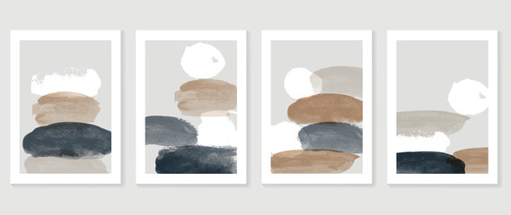 Set of abstract art background vector. Watercolor hand painted illustration for wall art, Wall decoration, poster, canvas prints, postcard and cover design.   © TWINS DESIGN STUDIO