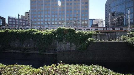 Walking Tokyo. Local train and city.