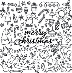 Obraz premium Merry Christmas doodles