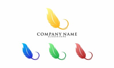 Feather set illustration vector logo