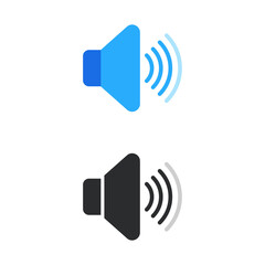Simple volume icon with blue and black color isolated on white background