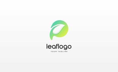 Letter p leaf modern logo design