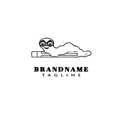 bookworm logo cartoon icon design template black isolated vector cute