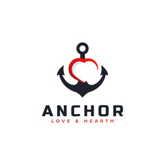 Anchor and Heart Icon Logo Symbol Template