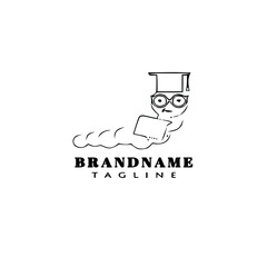 bookworm logo cartoon icon cute template black isolated vector illustration