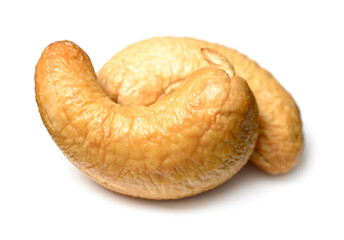 roasted cashew nuts isolated on the white background