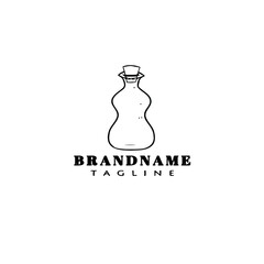 bottle with stopper logo cartoon icon design template black isolated vector cute