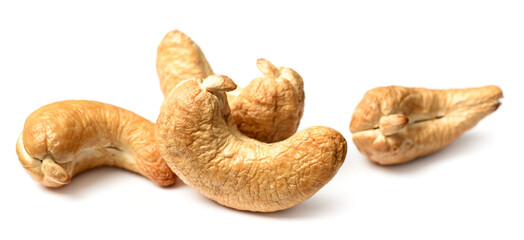 roasted cashew nuts isolated on the white background