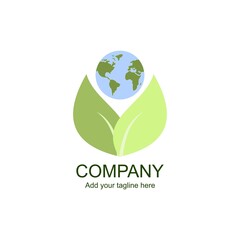 green earth globe logo.  Vector illustration for logo or icon 