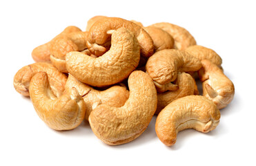 roasted chshew nuts isolated on the white background