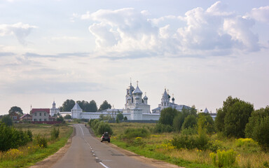 Pereslavl-Zalessky, Russia - August 10, 2021: The road leading to the Nikitsky Monastery - one of the most ancient monasteries of Russia, founded in the 12th century. - 458649433