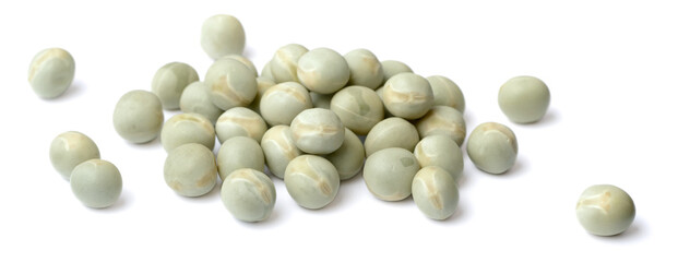uncooked dried green peas isolated on the white background