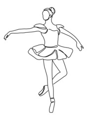 Woman lady ballet ballerina line art illustration