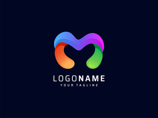 Letter M colorful logo design premium vector