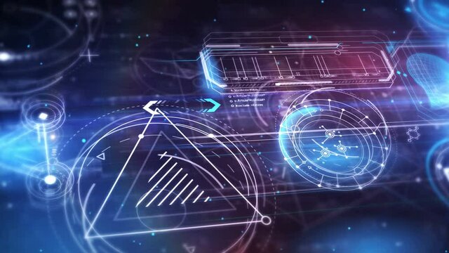 Virtual space filled with abstract medical infographics.