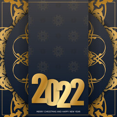 2022 holiday greeting card Merry christmas black with vintage gold pattern
