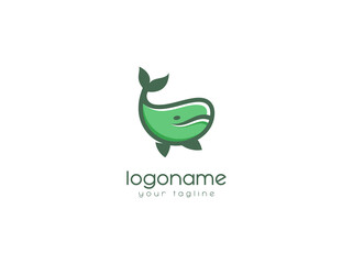 whale organic logo design template