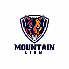 Vector Logo Illustration Mountain Lion E Sport and Sport Style.