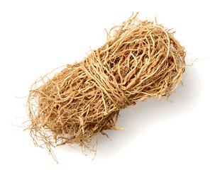 dried vetiver roots isolated on the white background