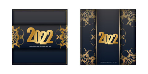 Naklejka na ściany i meble Festive Brochure 2022 Happy New Year in black with winter gold ornament