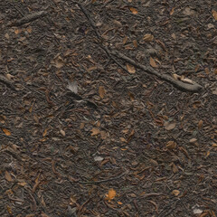 Wet fallen autumn leaves. Dull, wet, multicolored leaves soaked in rain. Abstract textured background with wet leaf litter. Leafy streambed. 3D-rendering