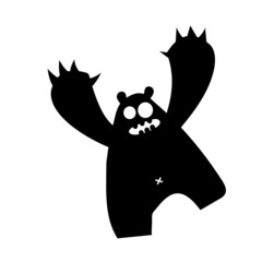 Bear Monster simple silhouette, design can be used for halloween party, sticker, icon etc.
