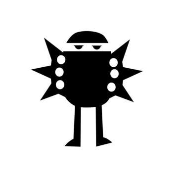 Bomberman Monster simple silhouette, design can be used for halloween, sticker, icon etc.