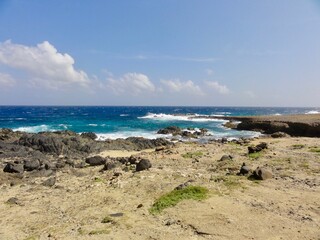 rocks and Caribbean sea in aruba 