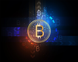 digital bitcoin digital abstract gold background illustration