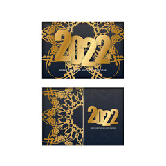 Holiday Flyer 2022 Merry Christmas Black with Abstract Gold Ornament