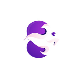 purple fish logo design template