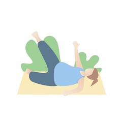 Fat woman stretching exercise ,work out training,Active for healthy,weight loss concept,Vector illustration.