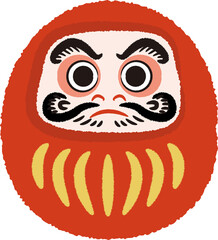イラスト素材：赤だるま　年賀状に最適な筆タッチの手描き風マーク

