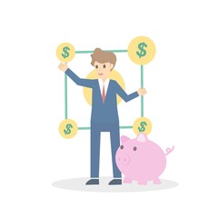 Saving income management,multi channel make money,wealth, finance, passive income,diversify investment,Vector illustration.