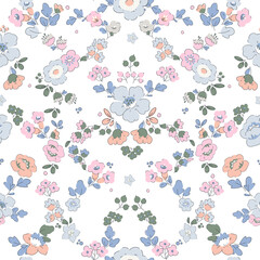 Beautiful seamless vector liberty pattern with gentle abstract flowers. Stock illustration. © zenina