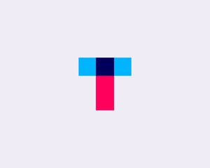 Minimalist letter T logo. Colorful overlay vector icon logo