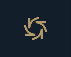 Letter R monogram abstract logo icon vector design. Round letter R initials.