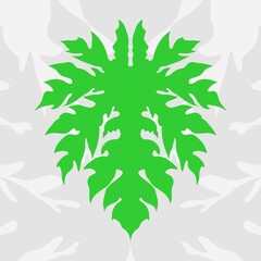 green papaya leaf simple flat vector illustration
