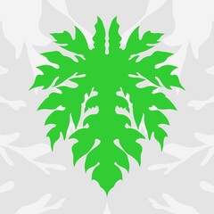 green papaya leaf simple flat vector illustration