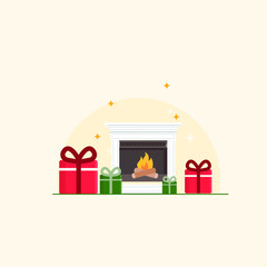 furnace Christmas Flat Design Illustration
