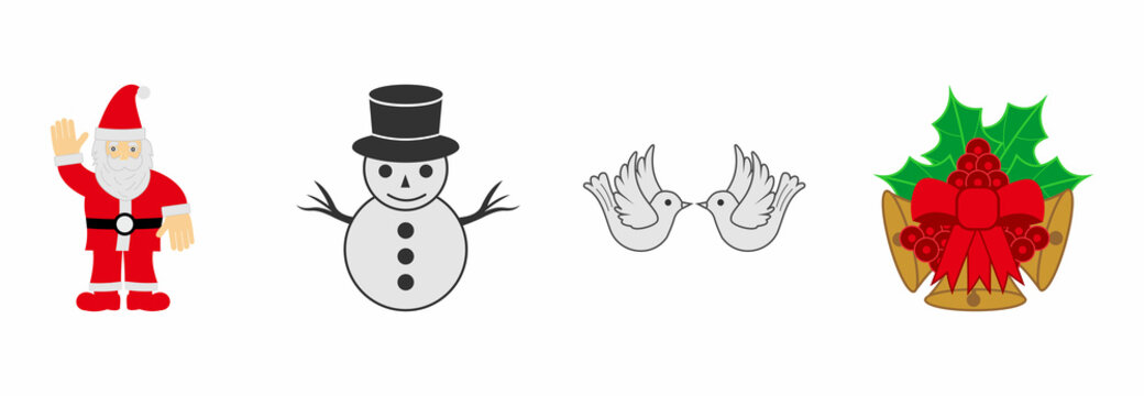 merry christmas icon set, merry christmas vector set symbol illustrations
