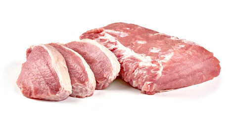 Pork loin with steaks, isolated on white background.