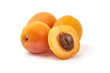 Fototapeta na wymiar Sweet juicy yellow apricots, ripe nectarines, isolated on white background.