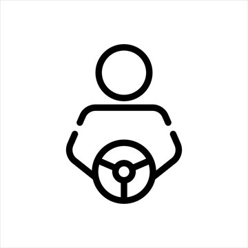recommend clip art: Driver with steering wheel line art flat vector logo icon